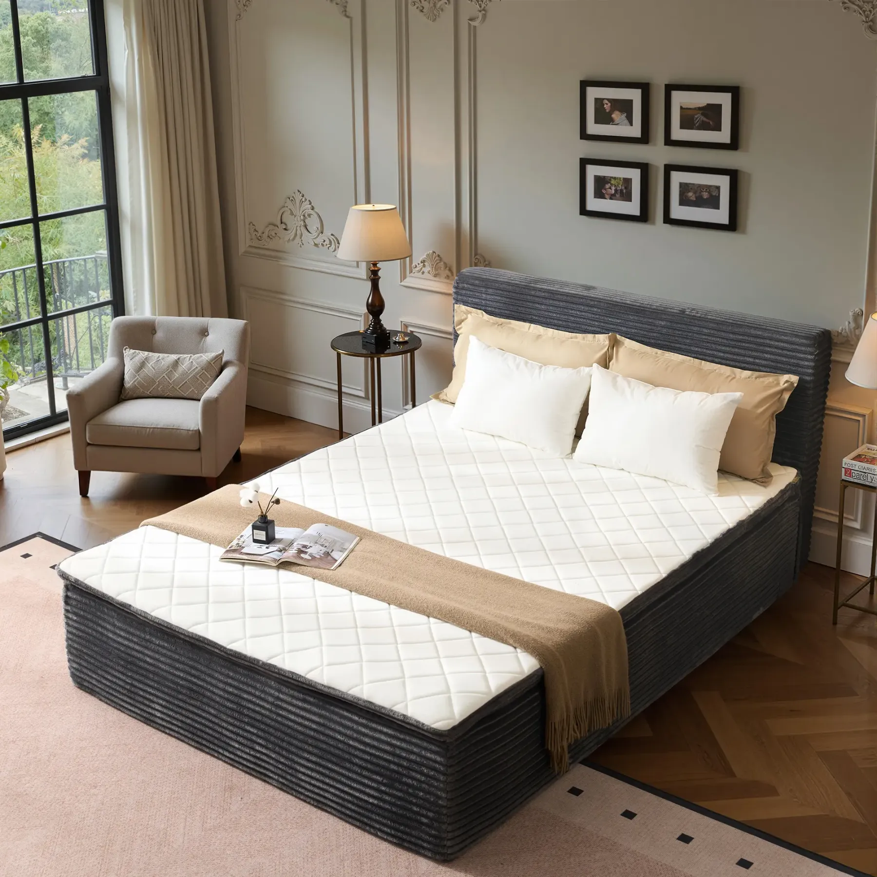 Cama portátil sin huesos, tamaño Queen, sin marco, no requiere montaje.