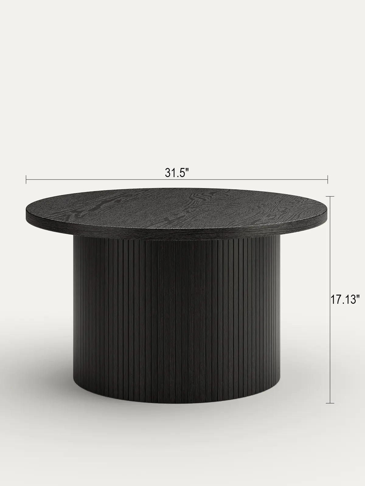 Mesa de centro redonda estriada de 31,5 pulgadas – Estilo moderno de mediados de siglo