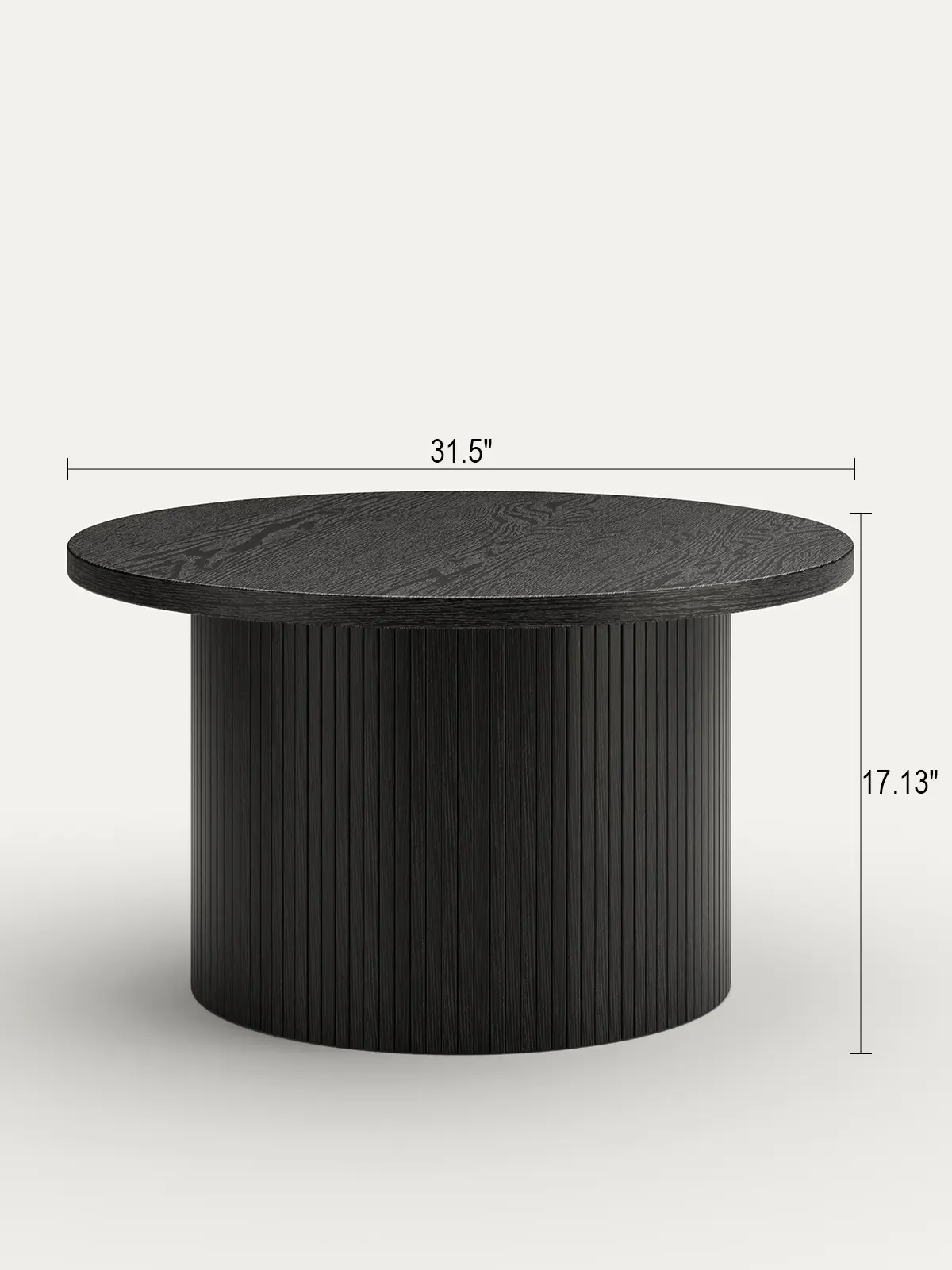 Mesa de centro redonda estriada de 31,5 pulgadas – Estilo moderno de mediados de siglo