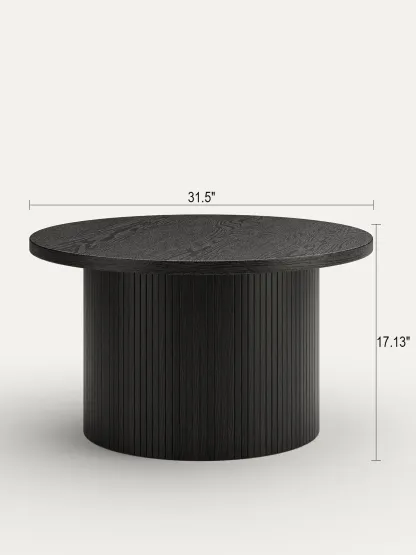 Mesa de centro redonda estriada de 31,5 pulgadas – Estilo moderno de mediados de siglo