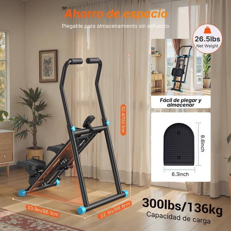 Stepper de Escalera con Manillar Pantalla LCD Capacidad 300LBS Máquina de Ejercicio Climber para Entrenamientos en Casa Equipo de Fitness para Mujeres y Hombres