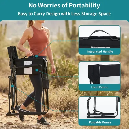 Silla de camping plegable con función de mecedora, respaldo alto y soporte lumbar