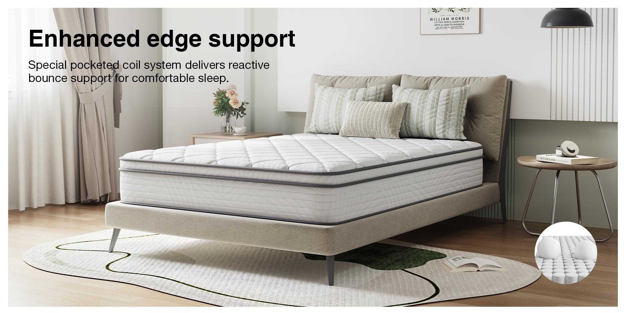 Fiberglass-Free Full/Queen/King  Medium Gel Memory Foam Hybrid Mattress -12/14 Inch-Perfect Balance of Softness & Firmness: High-Quality Mattress for All Sleepers & Body Alignment-Motion Isolation Mattress,Back To School