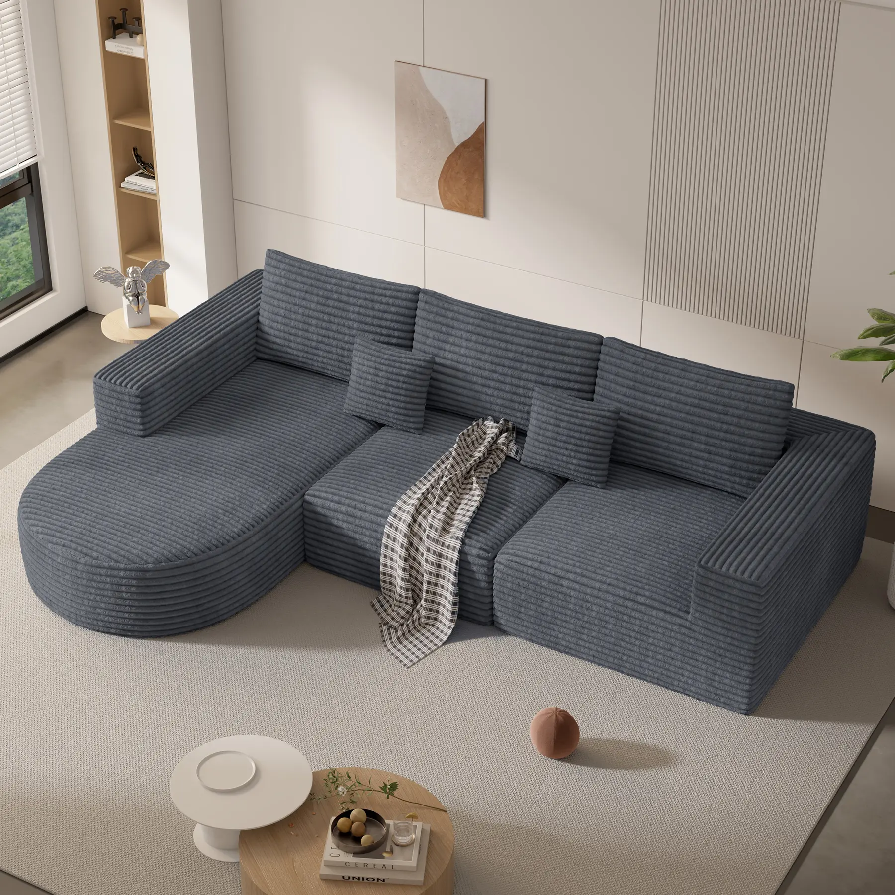 Sofá seccional modular de 110 pulgadas estilo "Cloud" – Beige, sin montaje