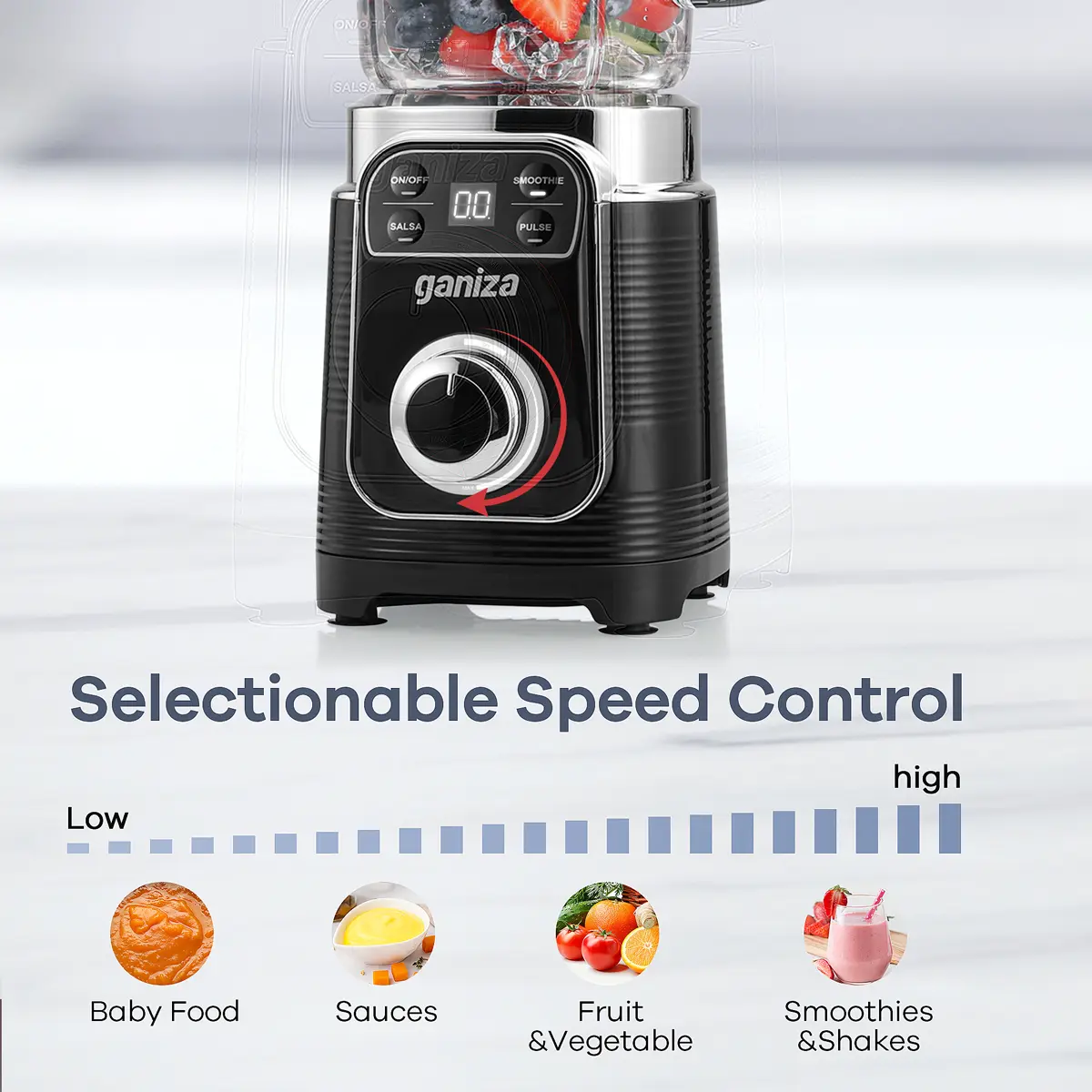 Licuadora profesional para batidos: motor de 1100 W, 25 000 RPM, 8 programas automáticos (fruta congelada, hielo), jarra grande de 64 oz (aprox. 1,9 l), licuadora de encimera 12 en 1, apta para lavavajillas, multifuncional (licuadora, extractor de jugos y
