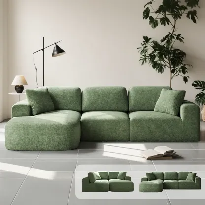 Sofá seccional modular de 107 pulgadas con chaise longue: tapicería de tejido moderno