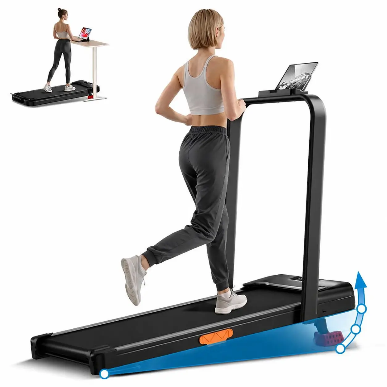 Cinta de correr con inclinación y plataforma para caminar inclinada, con capacidad de 300 libras, para el hogar y la oficina.