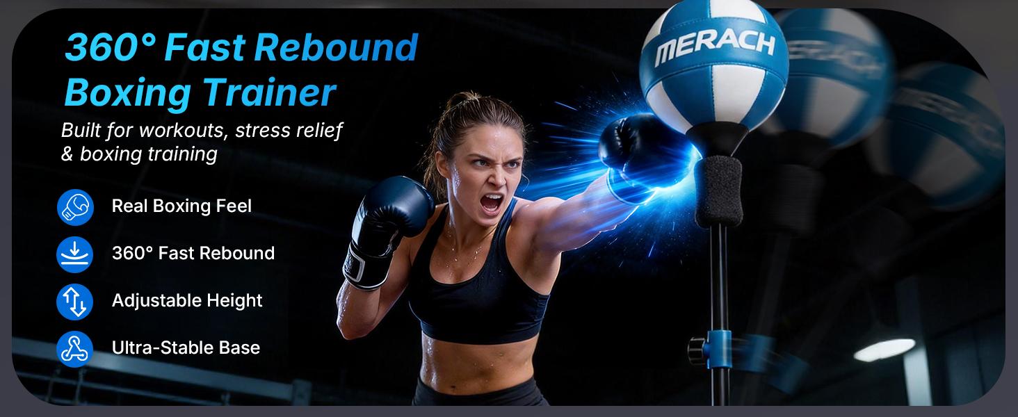 Merach Boxing Bag Punching Bag with Stand Height Adjustable - Speed Bag for Training, Boxing Equipment, Stress Relief & Fitness Boxing Equipment BackToSchool