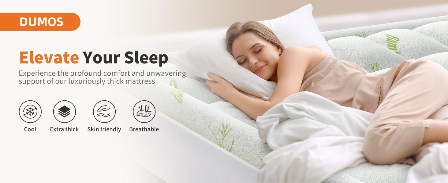 400g Bamboo Fiber Mattress Topper &ndash; Ultra Soft, Breathable & Cooling, Perfect for Back, Side & Stomach Sleepers