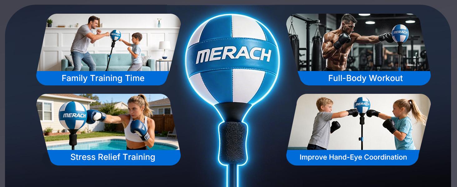 Merach Boxing Bag Punching Bag with Stand Height Adjustable - Speed Bag for Training, Boxing Equipment, Stress Relief & Fitness Boxing Equipment BackToSchool