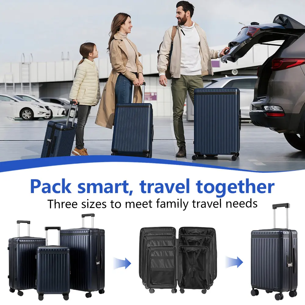 Juego de 3 Maletas Rígidas ABS+PC Expandibles, con Cerradura TSA, Ruedas Silenciosas 360° y Diseño Ligero, 20/24/28 Pulgadas, Ideal para Viajes Internacionales y de Negocios