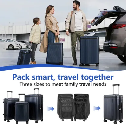 Juego de 3 Maletas Rígidas ABS+PC Expandibles, con Cerradura TSA, Ruedas Silenciosas 360° y Diseño Ligero, 20/24/28 Pulgadas, Ideal para Viajes Internacionales y de Negocios