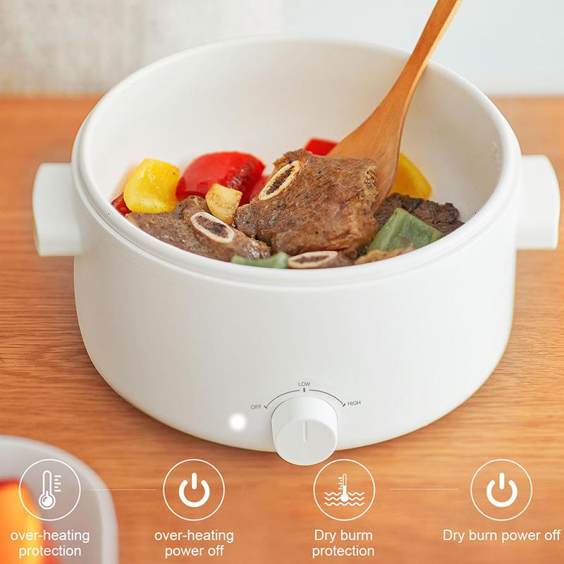 olayks Hot Pot Electric,2L Portable Electric Pot with Ceramic Non-stick Coating, Dual Power Multi-functional Romen Cooker for Steak, Pasta, Hot Pot, Ramen, Quick Heating and Overheat Protection Multi-Cooker Pressure Steamer,home essentials Steamboat Pot M