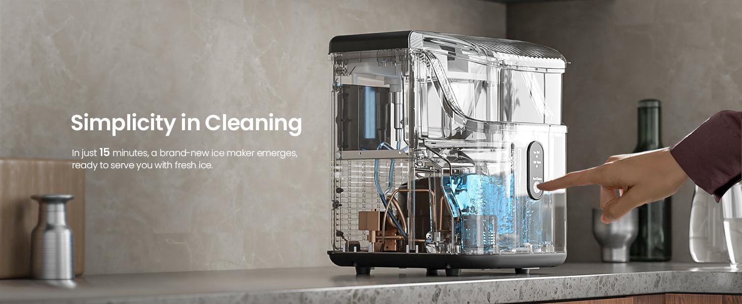 Back To School - Kismile Countertop Nugget Ice Maker Machine, Portable Unit with Ice Machine Cleaner, 35Lbs/24H Production, 7-Mins Quick Making, Self-Cleaning, 1-Click Operation for Home Kitchen, Office, 35 Pounds/24H,home essentials