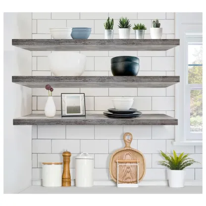Estantes flotantes Sorbus, paquete de 3, decoración de pared larga