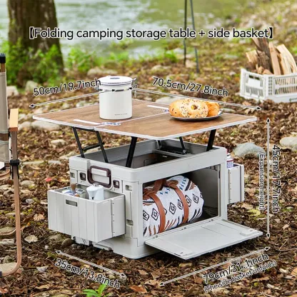 Caja de almacenamiento rectangular plegable para exteriores con tapa: organizador para el hogar transpirable, inodoro y con superficie ajustable.
