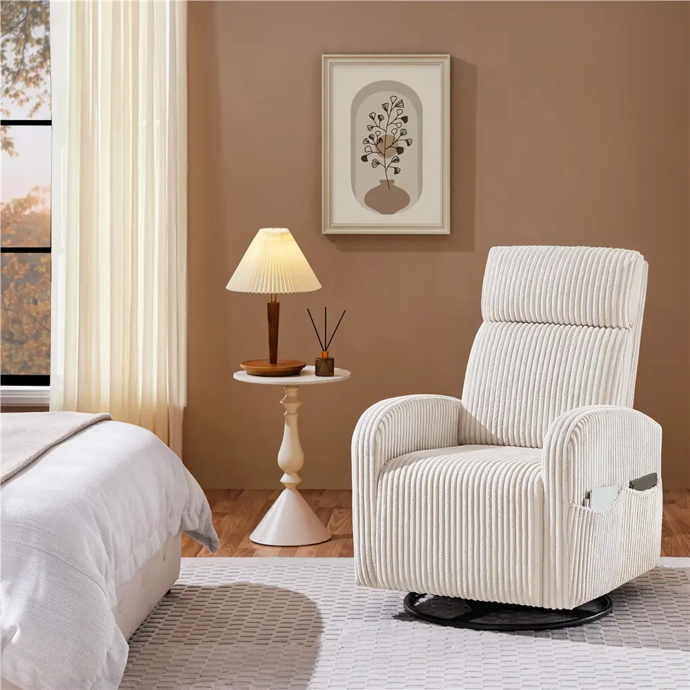 Sillón mecedor y giratorio de pana para guardería Yaheetech