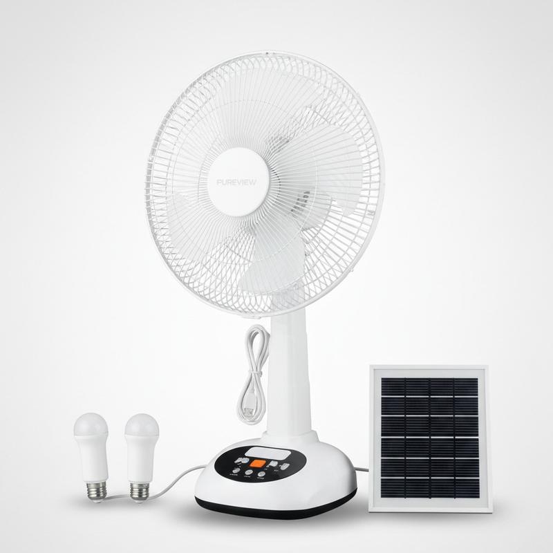 Ventilador Solar 12 Pulgadas con 2 Focos Panel USB Corriente y Carga de Teléfonos Móviles automatic ironing