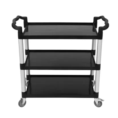 Carrito multiusos plegable de 3 niveles para el hogar y la oficina: capacidad de 150 libras, ruedas giratorias de 360° con freno, listo para usar, organizador con ruedas versátil.