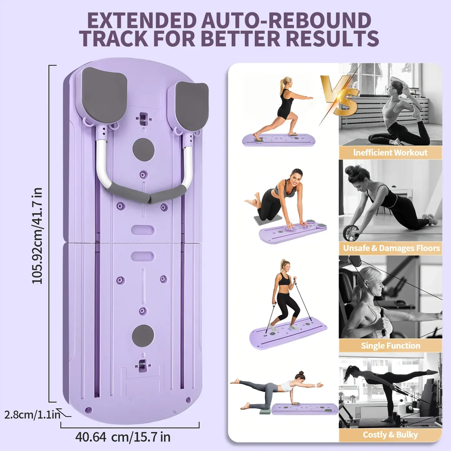 Tabla de Pilates multifuncional y plegable 8 en 1: 24 patas antideslizantes, almacenamiento compacto; equipo de gimnasio en casa para entrenamientos y uso en la sala de estar.