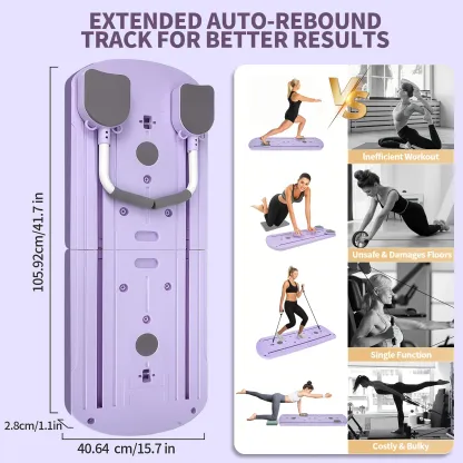 Tabla de Pilates multifuncional y plegable 8 en 1: 24 patas antideslizantes, almacenamiento compacto; equipo de gimnasio en casa para entrenamientos y uso en la sala de estar.