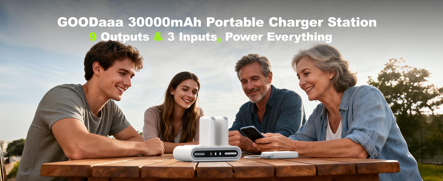 GOODaaa 3-Pack 10000mAh Mobile Power Banks with Charging Dock Station, Built-in Cables, Family Power Hub for Home, Travel, Adulting Gifts, Cool Tech Gadgets, Man Cave Gadgets for Phones & Electronics, Portable Charger,back to school,back to school haul