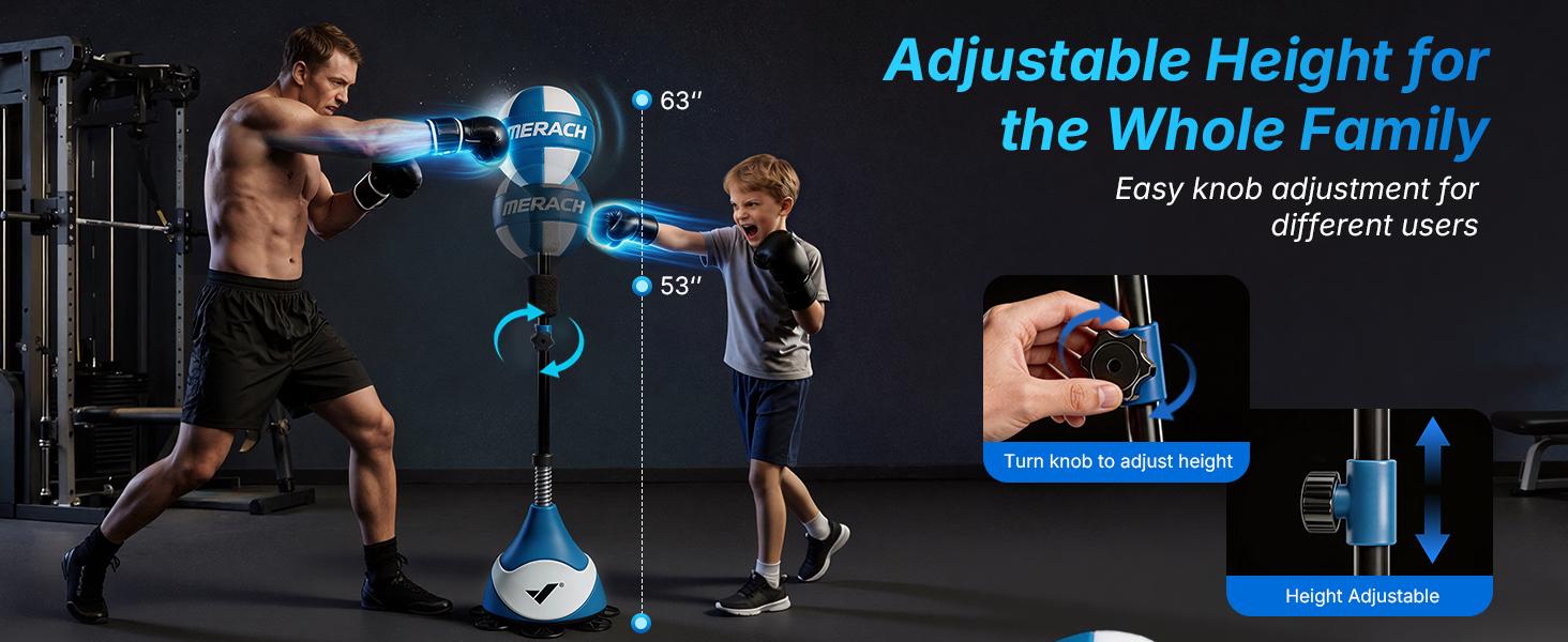 Merach Boxing Bag Punching Bag with Stand Height Adjustable - Speed Bag for Training, Boxing Equipment, Stress Relief & Fitness Boxing Equipment BackToSchool