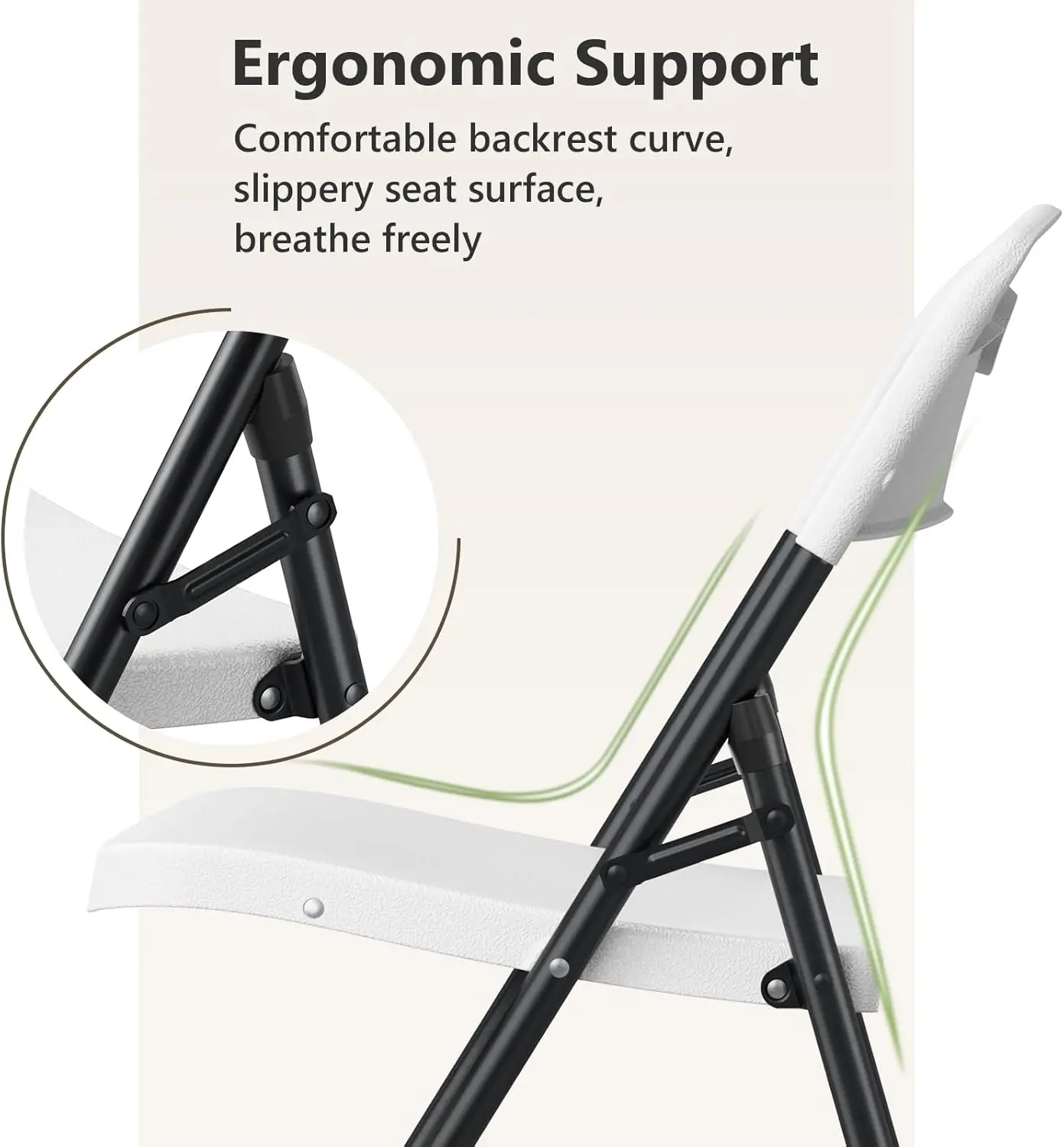 Silla plegable de plástico para trabajo pesado, blanco, 350 lbs