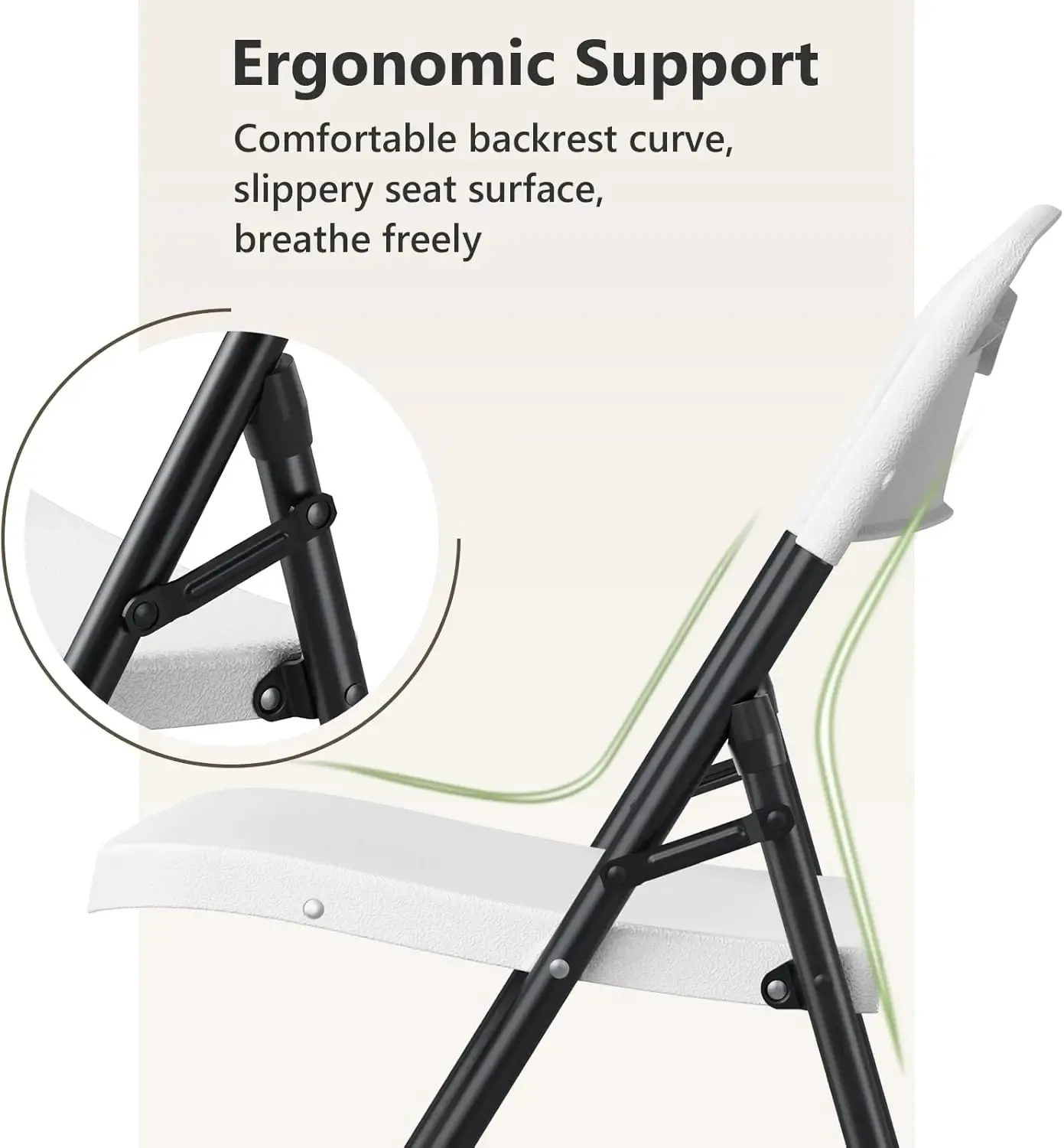 Silla plegable de plástico para trabajo pesado, blanco, 350 lbs