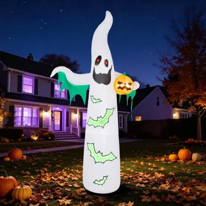 Figura inflable de 12 pies de la Parca con cabeza de calabaza espeluznante y 3 luces LED