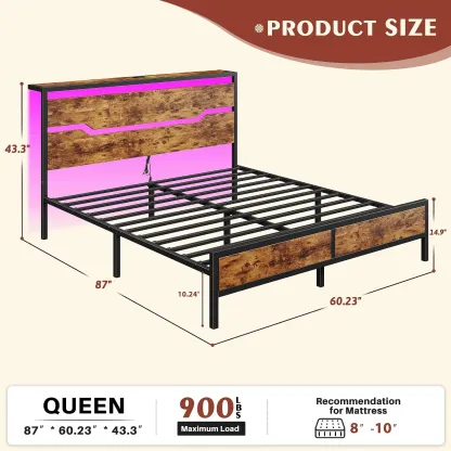 Estructura de cama LED con estación de carga