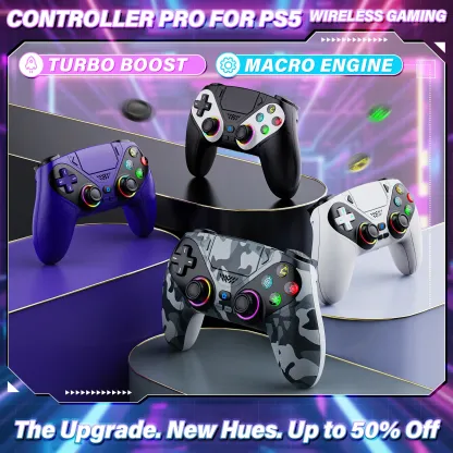 Mando inalámbrico Pro para PS5 - RGB, doble vibración, 1000 mAh