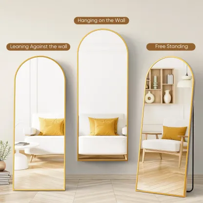 Espejo de cuerpo entero con soporte y marco de aluminio para dormitorio y sala de estar