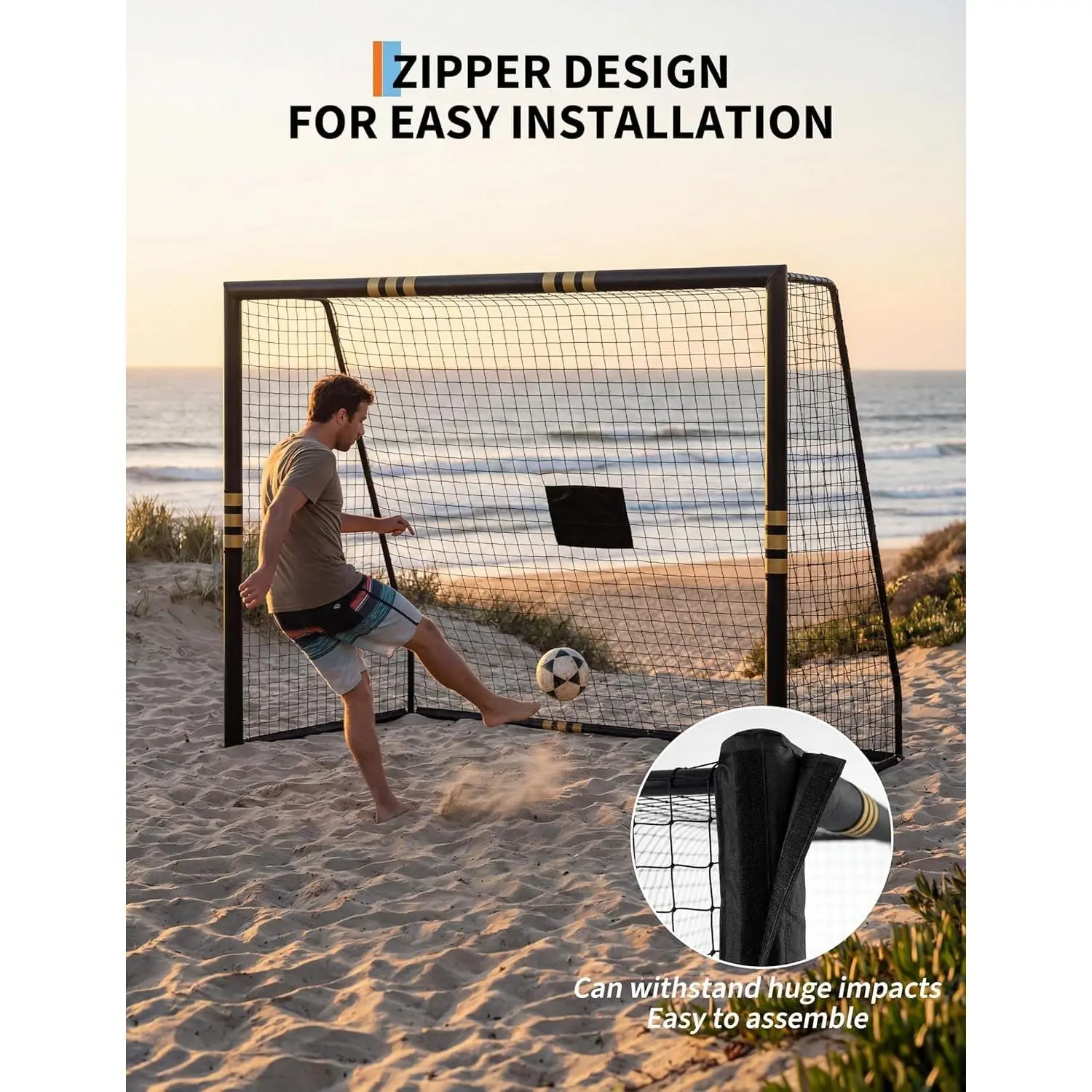 Portería de fútbol profesional: diseño resistente a la intemperie y con acolchado de espuma. Portería de fútbol para exteriores con red de malla cerrada para niños y adultos, pared de tiro de alta calidad para juegos recreativos y entrenamiento.