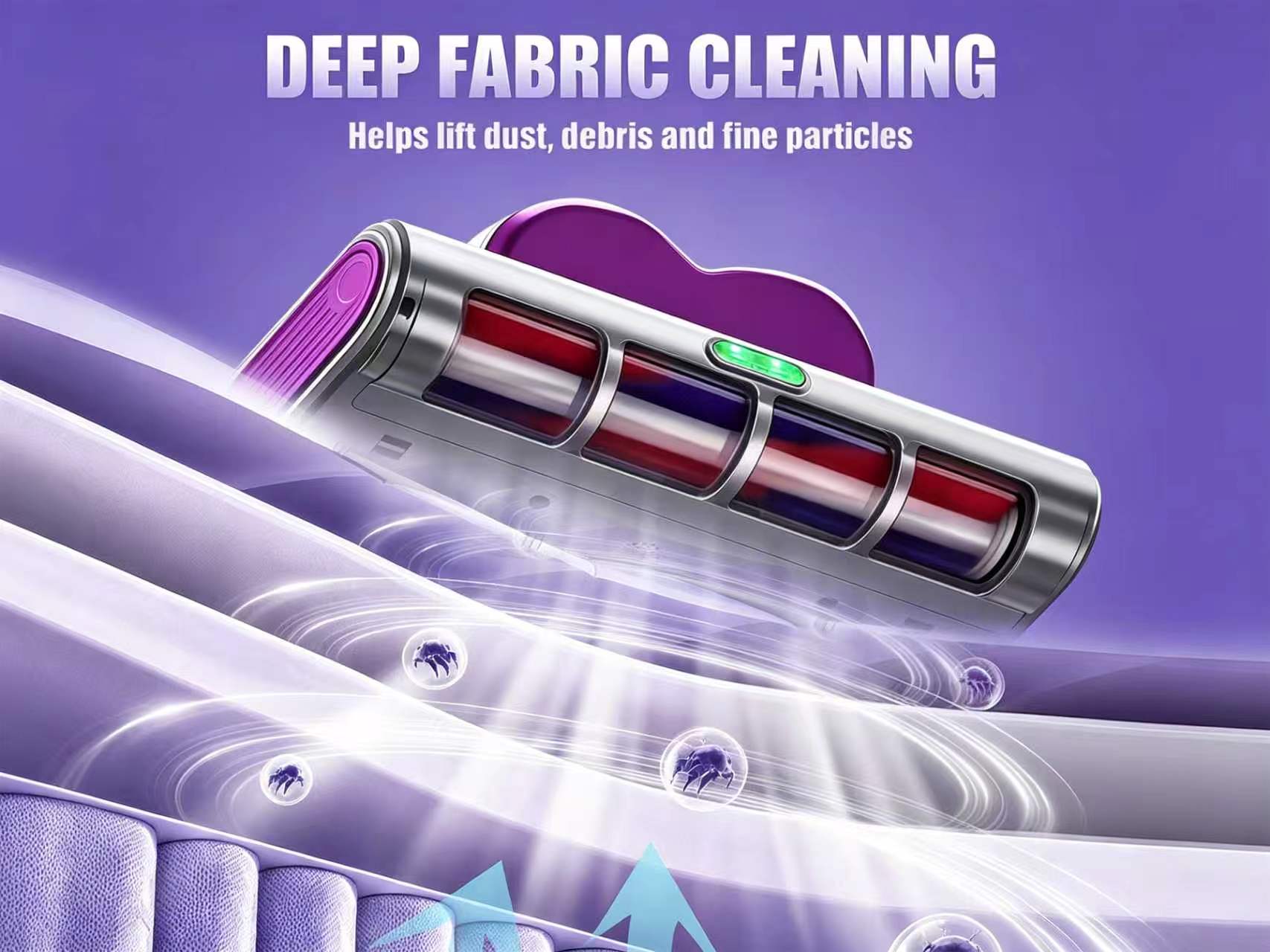 Cordless Mattress Vacuum Cleaner, 16Kpa Deep Clean Bed Vac with 80000 RPM Tapping, UV-C Light & Ultrasonic, Dual HEPA Dust Cup for Sofa, Crib and Pet Hair,sohochic