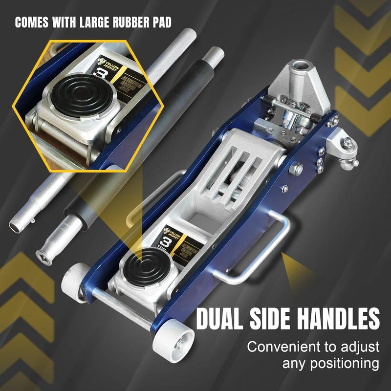 3 Ton Floor Jack Full Aluminum Ultra Lightweight Quick Rise Racing Floor Car Jack with Dual Pump Fast Lifting Low Profile Jack for Vehicle,6600 lbs Capacity