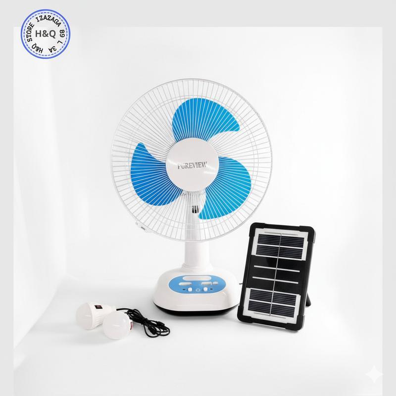 Ventilador Solar 12 Pulgadas con 2 Focos Panel USB Corriente y Carga de Teléfonos Móviles automatic ironing