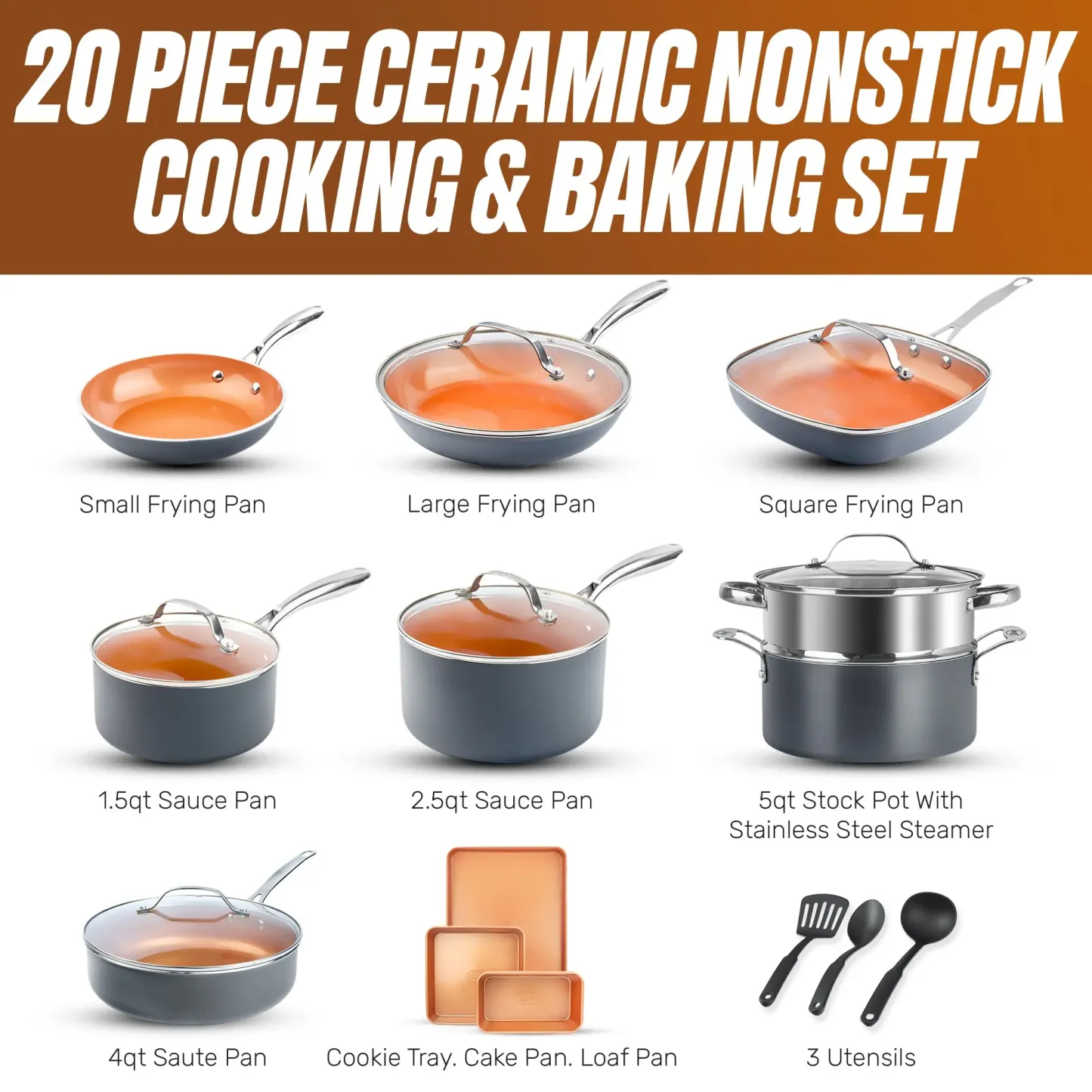 Juego de utensilios de cocina y repostería antiadherentes de la colección Ceramic