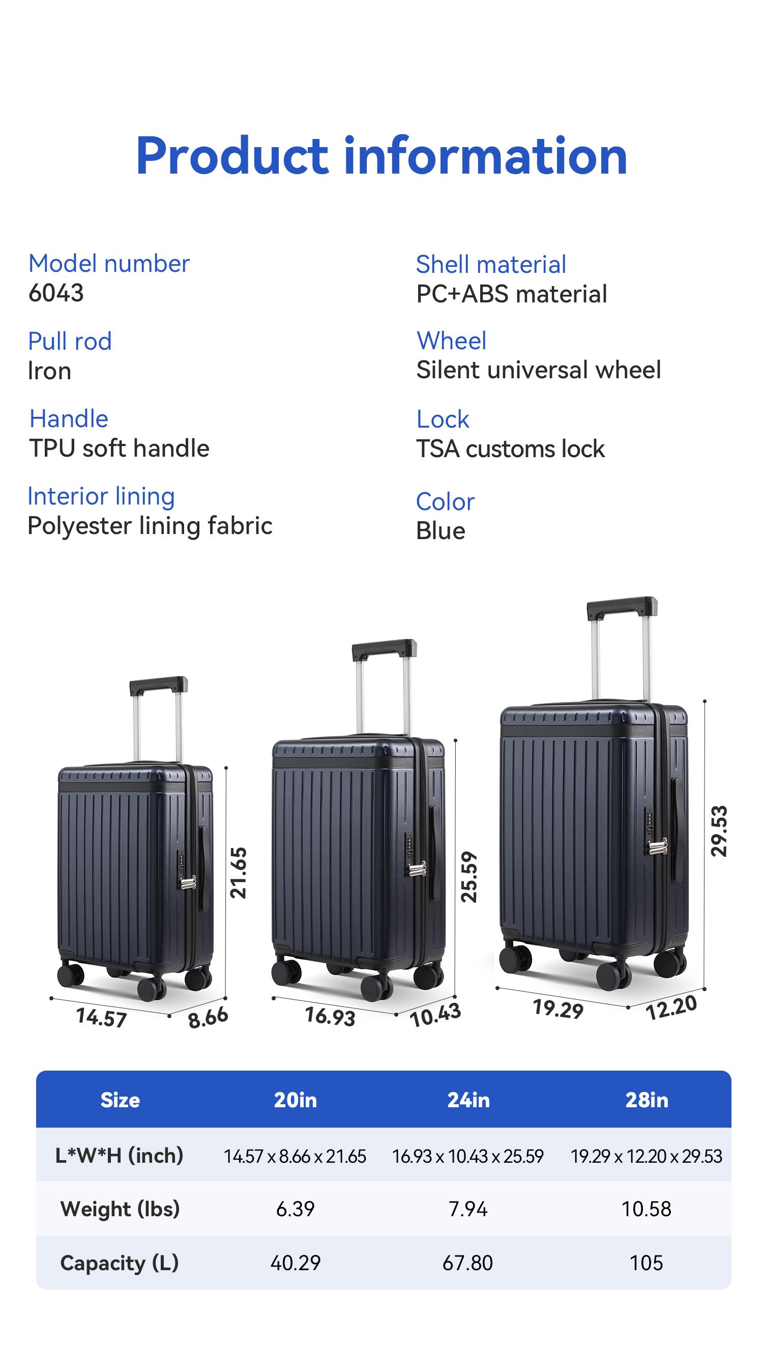 3PCS Expandable Polycarbonate Luggage Set - Durable ABS+PC Hard-Shell Suitcases with TSA Lock, 360&deg; Silent Spinner Wheels, Lightweight 20/24/28in for International Travel, Business Trips,back to school shopping
