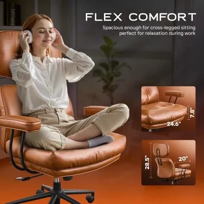 Silla de oficina de estilo moderno de mediados de siglo, de gran tamaño y con cojines gruesos