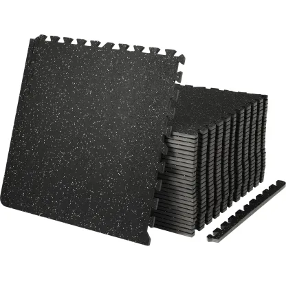 25 alfombrillas de gimnasio de 1/2 pulgada de grosor, 24" x 24", de espuma EVA y goma, entrelazables, con cobertura de 100 pies cuadrados, suelo tipo puzle impermeable para gimnasio, hogar, garaje y sótano.