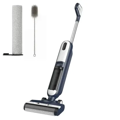 Aspiradora y fregadora de suelos inalámbrica para seco y húmedo, modos de potencia para suelos duros y alfombras, autolimpieza inteligente y sistema de doble depósito.