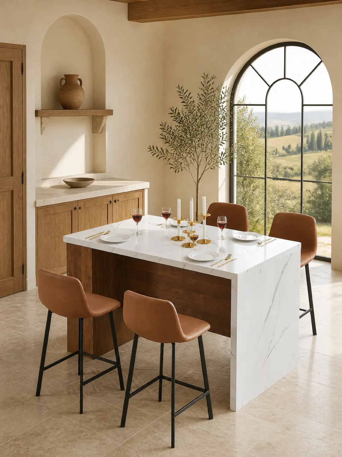 Isla de cocina de 61x31 pulgadas con luces LED y enchufes