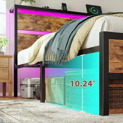 Estructura de cama LED con estación de carga
