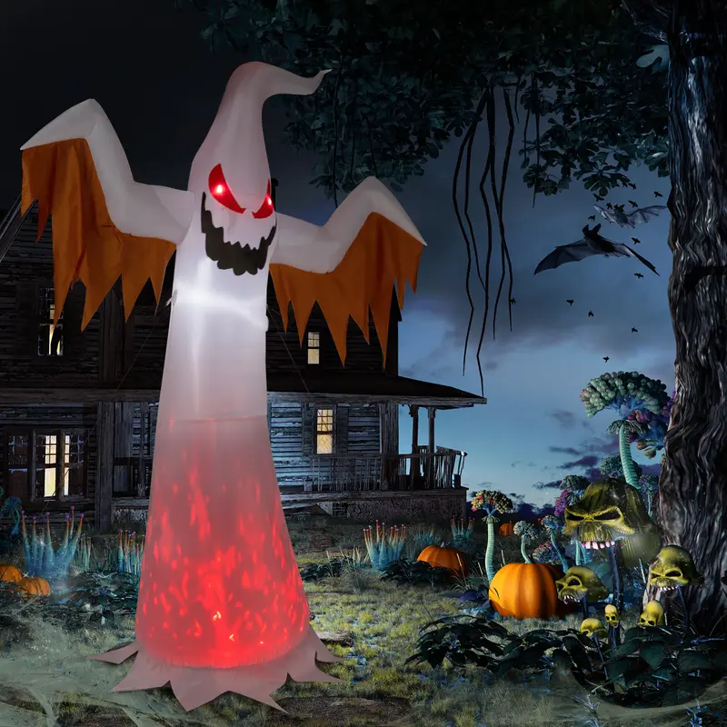 Figura inflable de 12 pies de la Parca con cabeza de calabaza espeluznante y 3 luces LED
