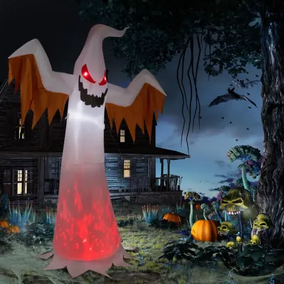 Figura inflable de 12 pies de la Parca con cabeza de calabaza espeluznante y 3 luces LED