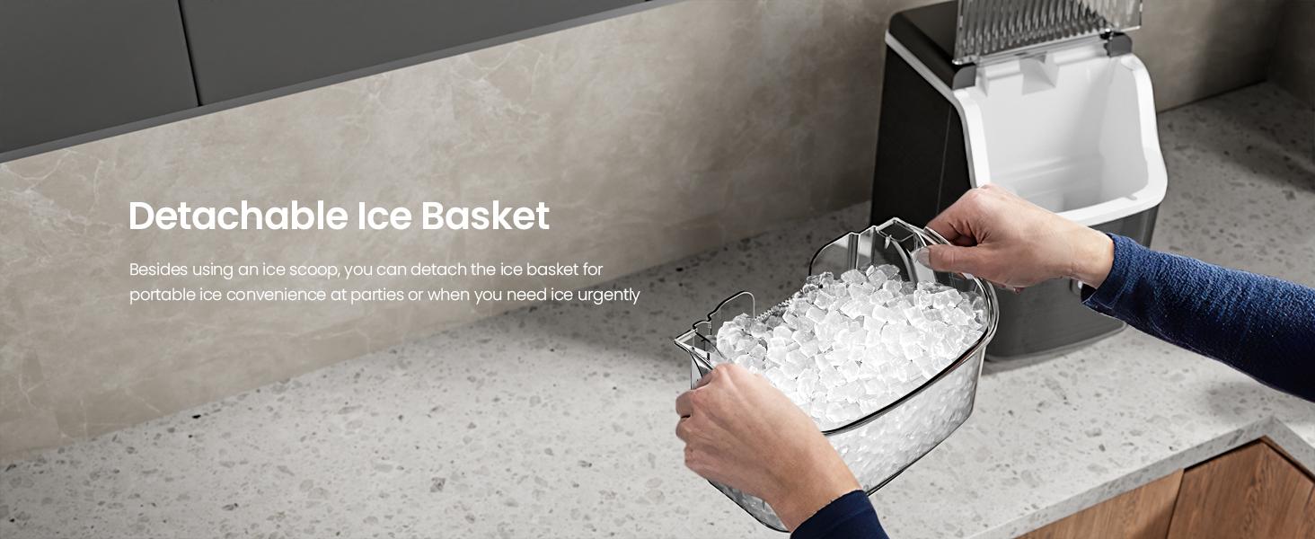 Back To School - Kismile Countertop Nugget Ice Maker Machine, Portable Unit with Ice Machine Cleaner, 35Lbs/24H Production, 7-Mins Quick Making, Self-Cleaning, 1-Click Operation for Home Kitchen, Office, 35 Pounds/24H,home essentials