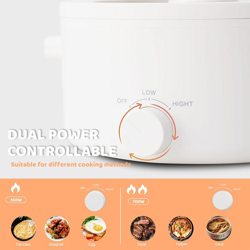 olayks Hot Pot Electric,2L Portable Electric Pot with Ceramic Non-stick Coating, Dual Power Multi-functional Romen Cooker for Steak, Pasta, Hot Pot, Ramen, Quick Heating and Overheat Protection Multi-Cooker Pressure Steamer,home essentials Steamboat Pot M