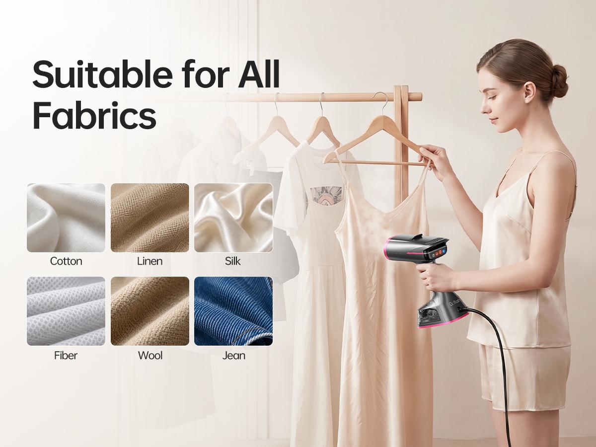 Dr.flash Vacuum Garment Steamer, 270ml Big Capacity, 1400W Handheld Clothes Steamer, Suction Steamer ＆ Iron 2 In 1, Portable Travel Iron for Clothes, Fabrics, Large Ceramic Heat Panel tiktokshopbacktoschool