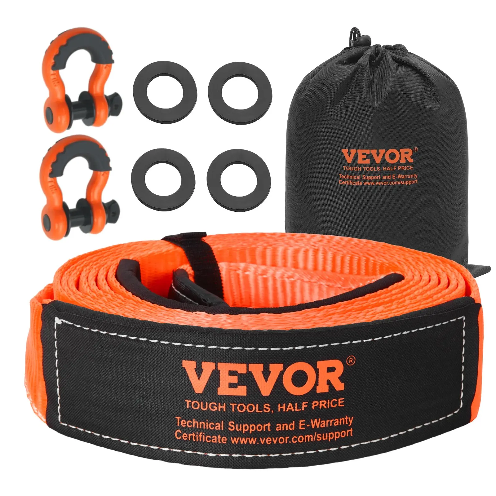 Kit de correa de remolque de alta resistencia (36.000 libras, 20 pies, poliéster) para automóviles y motocicletas